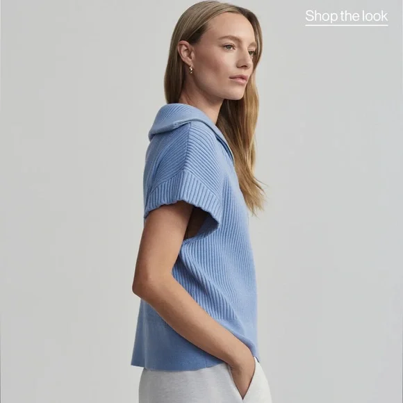 NWT Varley Rory Half zip knit - Ashley Blue -XS - Picture 4 of 11